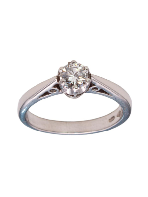 Platinum 6 Claw Single Stone Diamond Ring