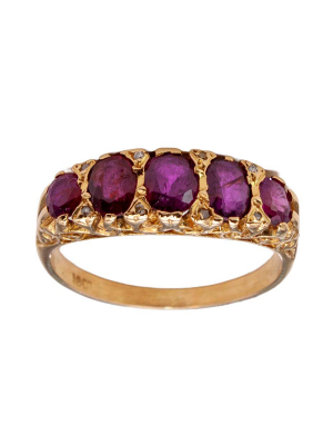 18ct Yellow Gold 5 Stone Ruby Ring