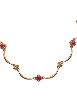 9ct Yellow Gold Ruby & Diamond Necklace