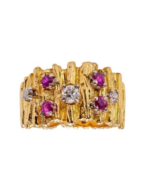 18ct Yellow Gold Ruby & Diamond Ring