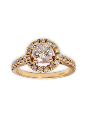 18ct Yellow Gold Diamond Halo Cluster Ring