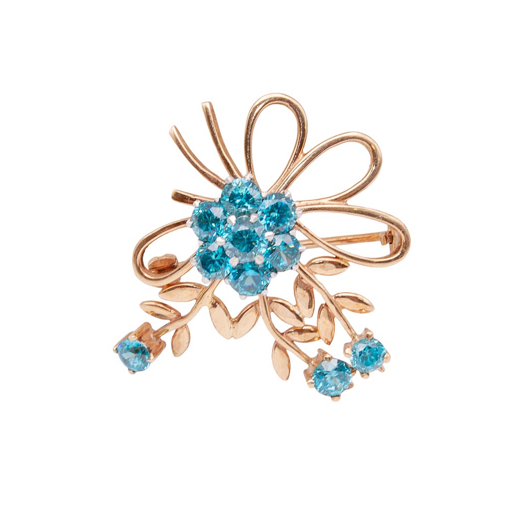 Pre Owned Blue Zircon Flower Brooch