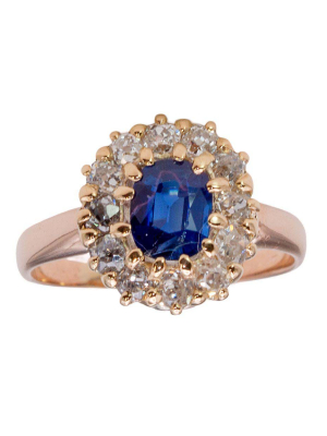 18ct Gold Sapphire & Diamond Cluster Ring