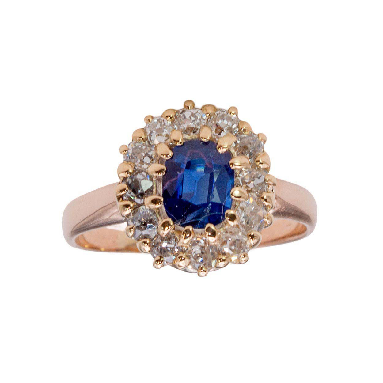 18ct Gold Sapphire & Diamond Cluster Ring