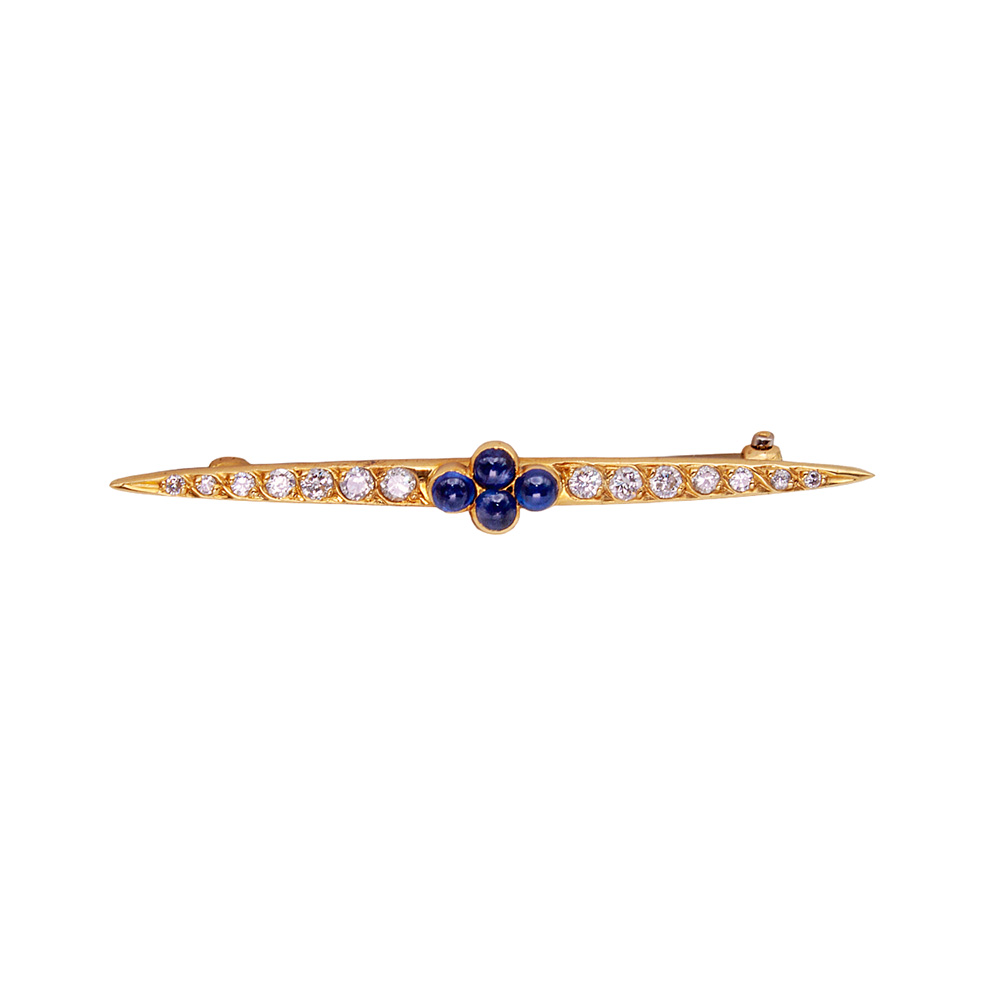 Pre Owned Sapphire & Diamond Bar Brooch