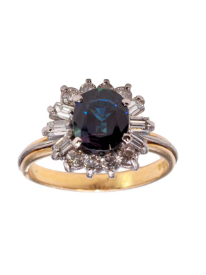 18ct Gold Sapphire & Diamond Cluster Ring
